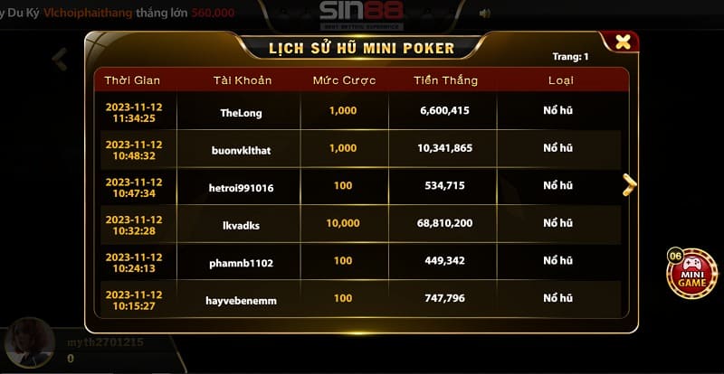 Tham gia chơi Mini Poker cùng Sin88
