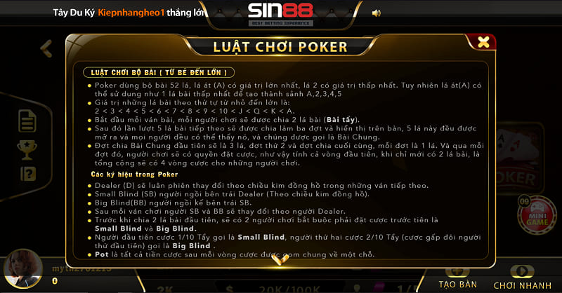 Ưu điểm của Poker Sin88